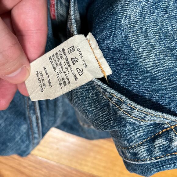 Kapital Red Stripe Blue Denim Jeans 28” x 31” Made in Japan Americana Button Fly - Picture 11 of 14